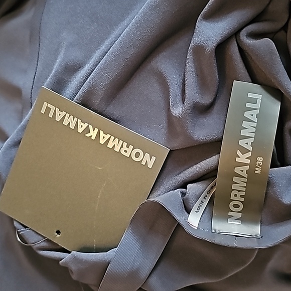 Norma Kamali Womens M 38 Halter Turtle Side Slit Gown Slip Dress Pewter Gray - Picture 9 of 13